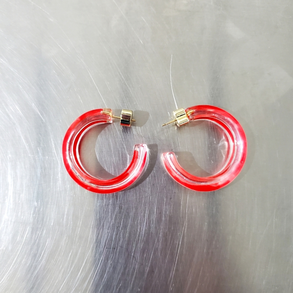 NEW Alison Lou Small Jelly Hoops - Red